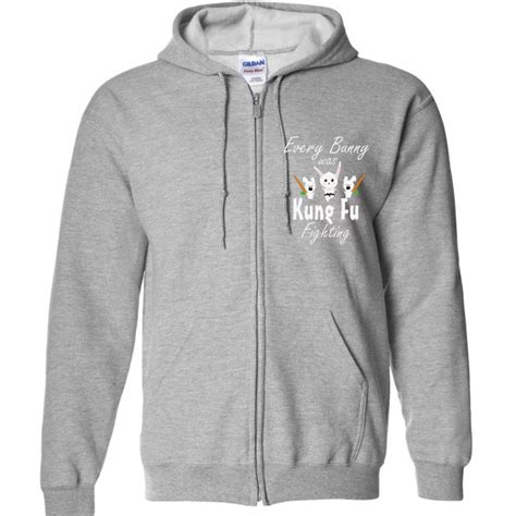 Every Bunny Was Kung Fu Fighting Funny Easter Full Zip Hoodie