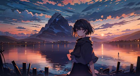 1280x700 Anime Girl In Mountains Lake 1280x700 Resolution Wallpaper Hd