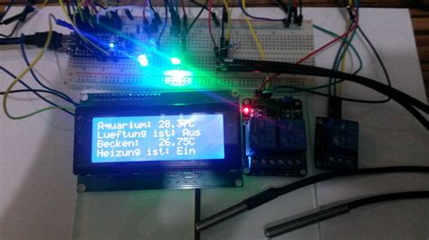 Arduino Thermostat With 2x Ds18b20 I2c 4x16 Display 2 Rgb Leds And 3