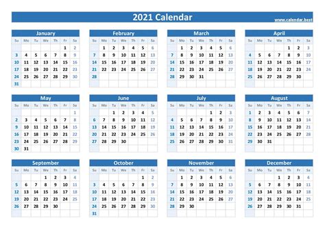 Choose from over a hundred free powerpoint, word, and excel calendars calendars. 2021 Yearly Calendar -Calendar.best