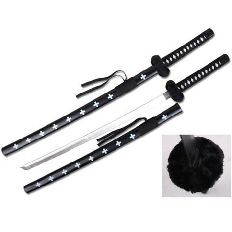 Defender Foam Samurai Sword 39 Black And White Handle With Wood Scabbard
