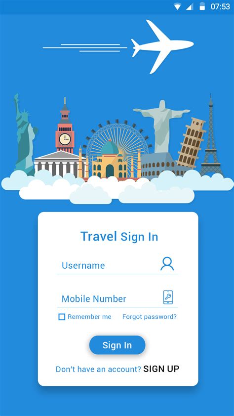 Travel App Sign In Page On Behance