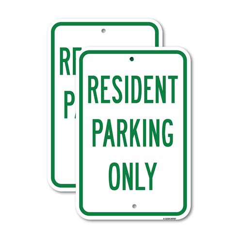 2 Pack Resident Parking Only 12 X 18 Heavy Gauge Aluminum Sign