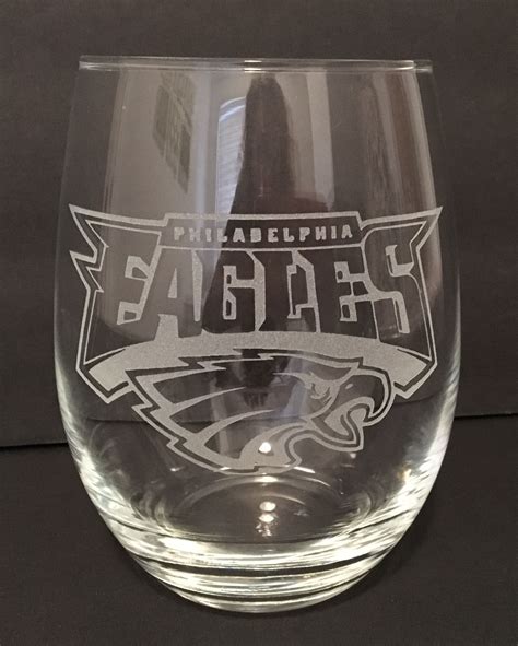 Etched Philadelphia Eagles Stemless Wine Glass Stemless Wine Glass Wine Glass Glass
