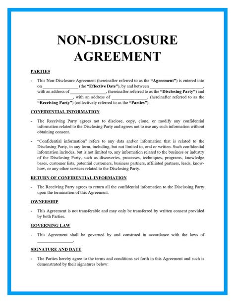 Free Printable Non Disclosure Agreement Template
