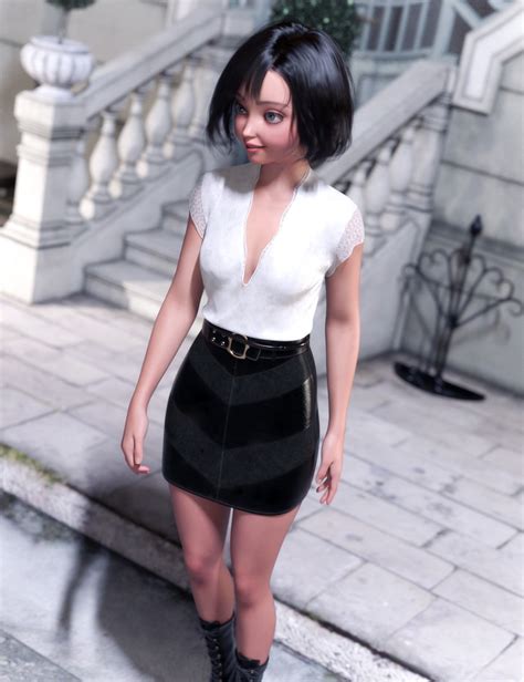 Dforce Leather Skirt Outfit For Genesis 9 ⋆ Freebies Daz 3d
