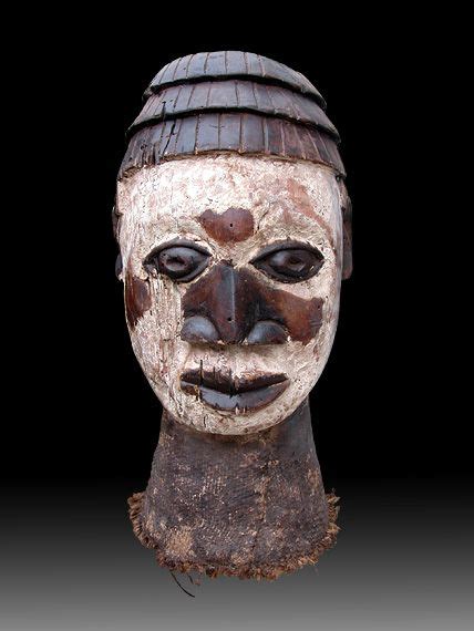 Africa Ritual Head From The Edo Binibenin People Of South West Nigeria Wood Textile K