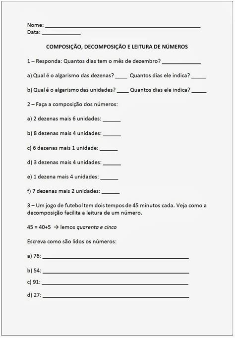 Atividade De Composição E Decomposição 2 Ano