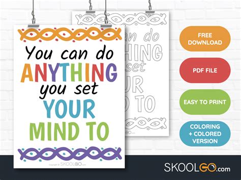 You Can Do Anything You Set Your Mind To Free Poster Skoolgo