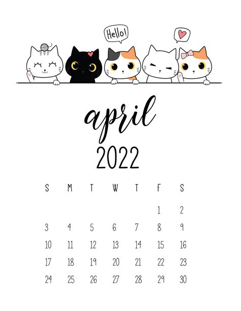 Cute Printable Calendar April 2022