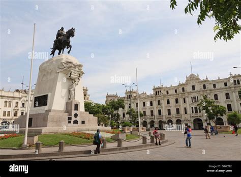 General Jose De San Martin Monument On Plaza San Martin Lima Peru