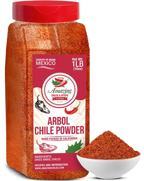 Buy Chile De Arbol Dried Red Chili Pepper Powder 1lb 16oz