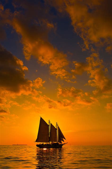 The Schooner Western Union At Sunset Off Key West Florida Keys
