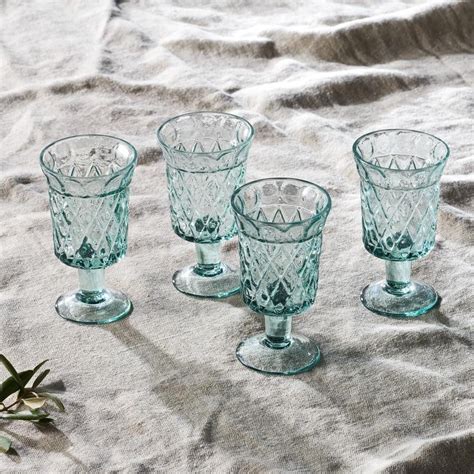 Decorative Recycled Glass Wine Glasses Set Of Four