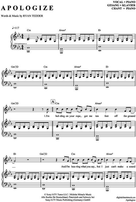 Um klaviernoten für anfänger zu erkennen, sollte man sich die untere notenzeile genauer wähle klaviernoten mit nicht zu vielen akkorden aus, damit dir das lesen der pianopartitur leichter fällt. Apologize (Klavier+Gesang) Timbaland feat. OneRepublic ...