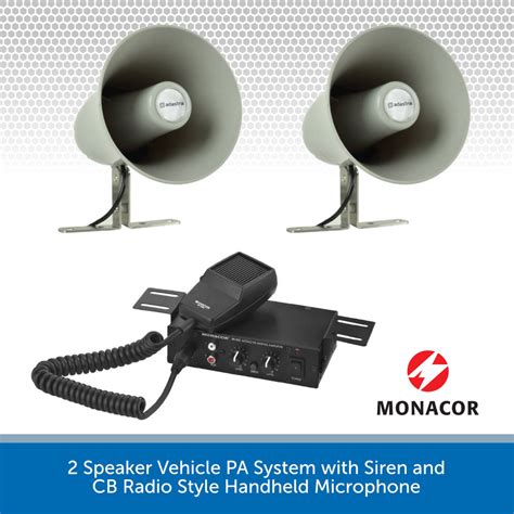 2 Speaker Vehicle Pa System W Siren And Handheld Mic Audio Volt