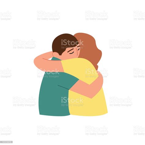 Cartoon Guy And Girl Hugging Stock Illustration Download Image Now