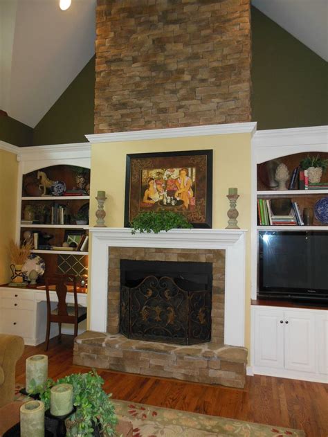 Stone Fireplace With Built In Bookcases Fireplace Built Ins Built In