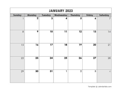 2023 Blank Monthly Calendar Free Printable Templates