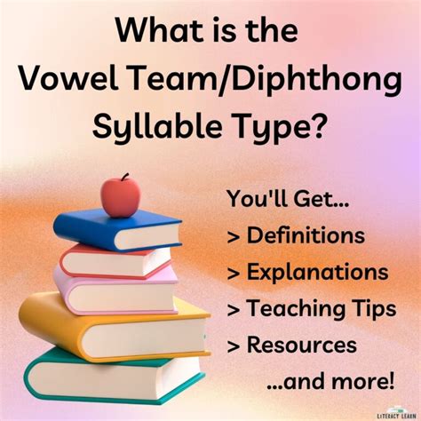 All About The Vowel Teamdiphthong Syllable Type Literacy Learn
