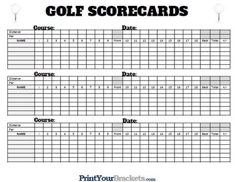 Blank Printable Golf Scorecard Template Kamrantuf