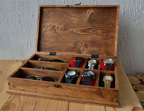 rustic men s watch box for 6 watches rustic sunglasses box etsy