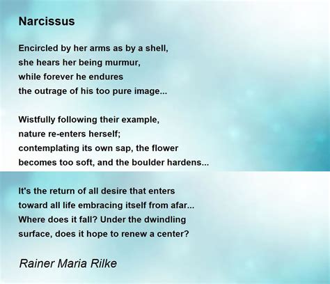Narcissus Poem By Rainer Maria Rilke Poem Hunter