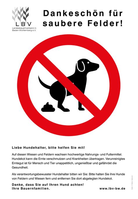 Schild eintritt für hunde verboten. LBV-Hundekotschilder: Dankeschön für saubere Felder! :: Landesbauernverband in Baden-Württemberg ...
