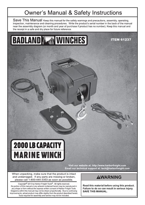 Badland Winches 2000 Lb Manual