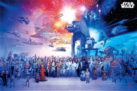 Plakat Filmowy Star Wars Univers Wszystkie Postacie Ze Starej Sagi
