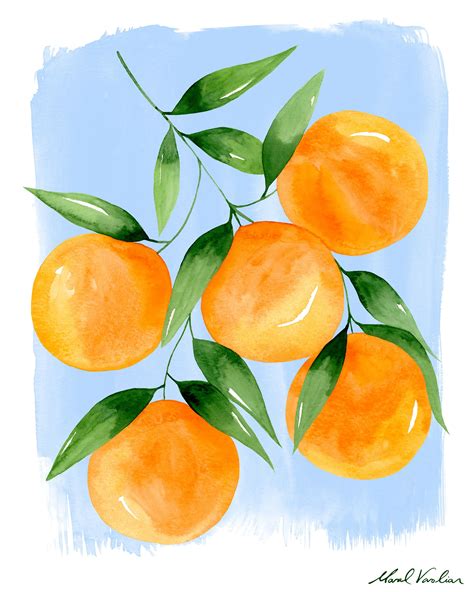 Oranges Art Print Food Art Painting Orange Art Painting Art Projects