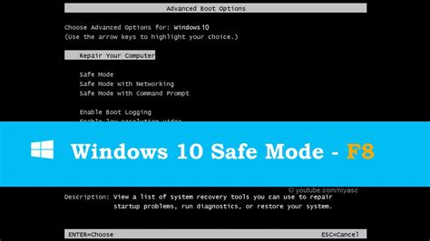 Boot To Safe Mode In Windows 10 Enable F8 Key Youtube
