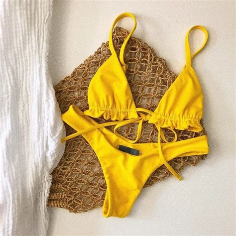 Buy 2019 Hot Yellow Bikini Set Sexy Swimsuit Women