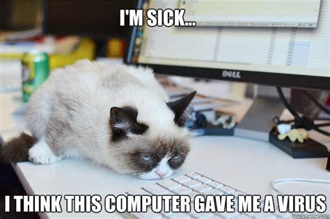Im Sick I Think This Computer Gave Me A Virus Grumpy Cat Mouse