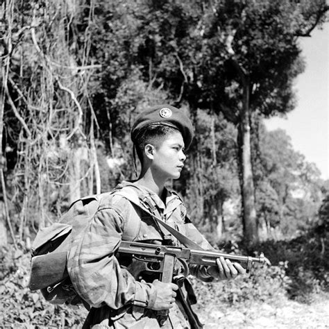 Lao Paratrooper Commando School With A Us Thompson Smg The Lao Units