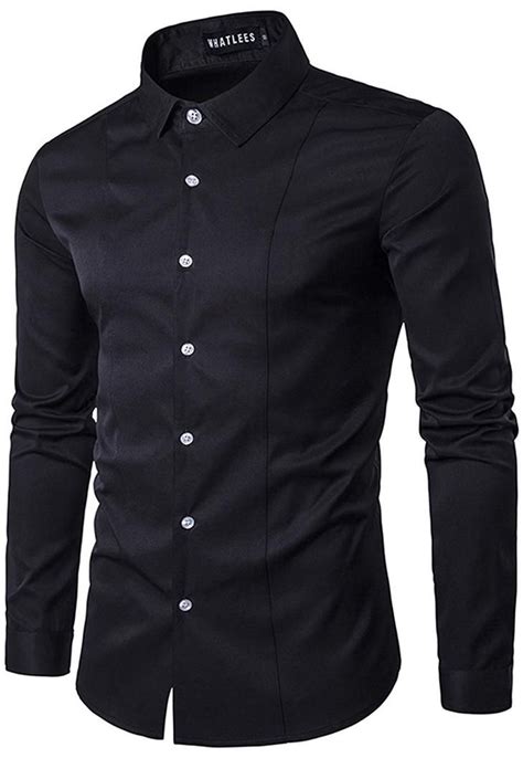 Whatlees Mens Solid Long Sleeve Slim Fit Button Down Dress Shirt