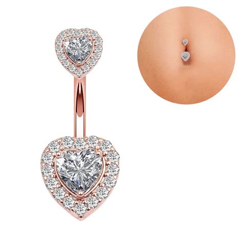 Pc Lady Sexy Stainless Steel Belly Button Ring Heart Shape Crystal