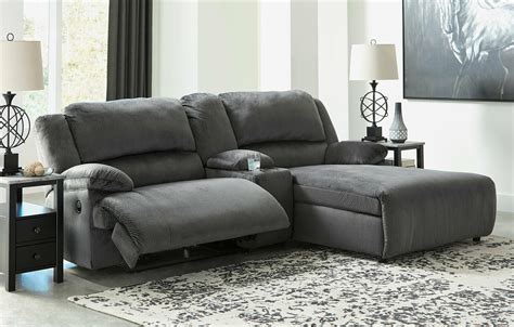 Naples Living Room Sectional Gray Microfiber Reclining Sofa Set W