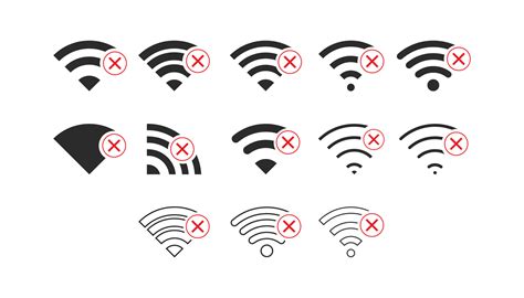 Set Of No Wireless Connections No Wifi Icon Sign Vector Black Color
