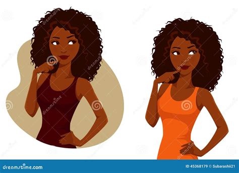 gorgeous african american girl with natural curly hair stock vector illustration of adult