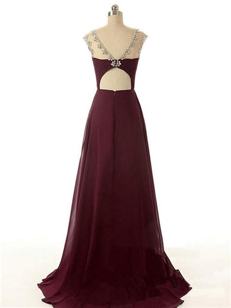 A Line Round Neck Maroon Prom Dress Maroon Formal Dresses Bridesmaid