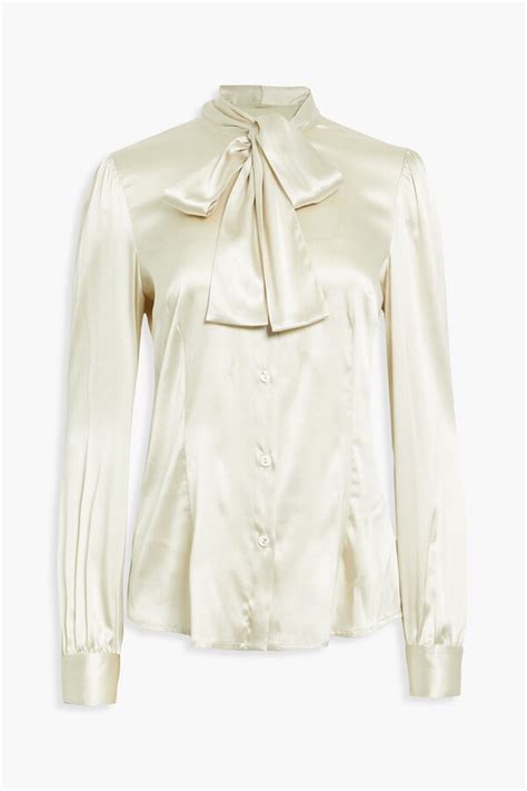 dolce and gabbana pussy bow stretch silk satin blouse shopstyle long sleeve tops