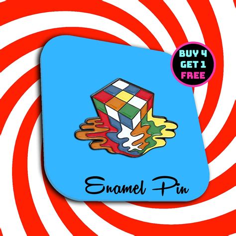 Rubiks Cube Pin Melting Cube Enamel Pin Funny Lapel Etsy