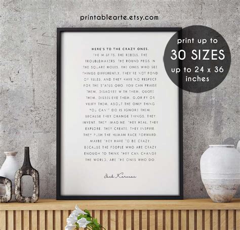 Heres To The Crazy Ones Printable Jack Kerouac Inspirational Quote