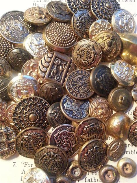 50 Vintage Gold Color Metal Buttons Great Assortment Etsy Antique