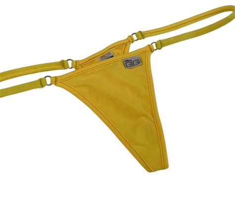 Mango Tango Yellow Tie Sides Micro Thong Bikini String Swimwear Bottom