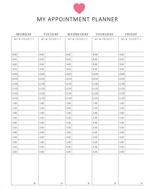 Printable Weekly Appointment Planner