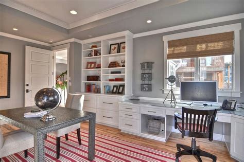 Pin By Camille On Office With Images Gray Home Offices Traditional