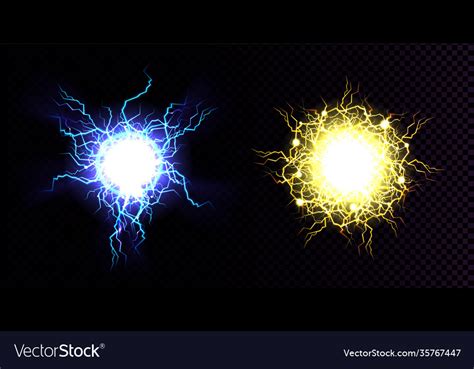 Realistic Blue And Yellow Lightning Balls Vector Image