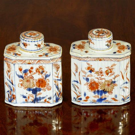 Rare Antique Pair Of Chinese Export Porcelain Tea Caddies Ca 1720